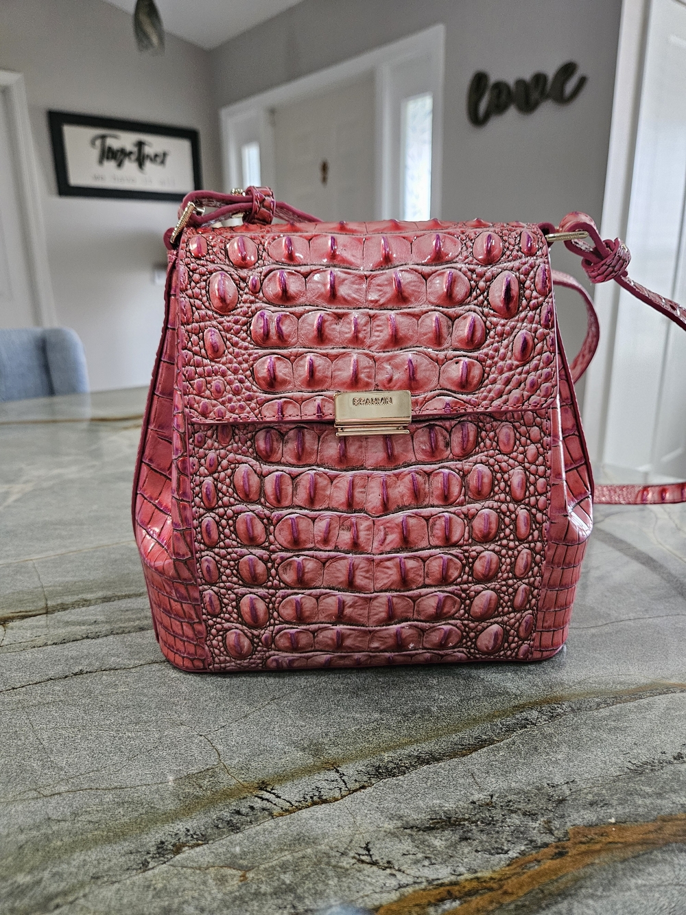 Brahmin Margo Coral Snapdragon Melbourne Leather Crossbody NWOT - Picture 1 of 12